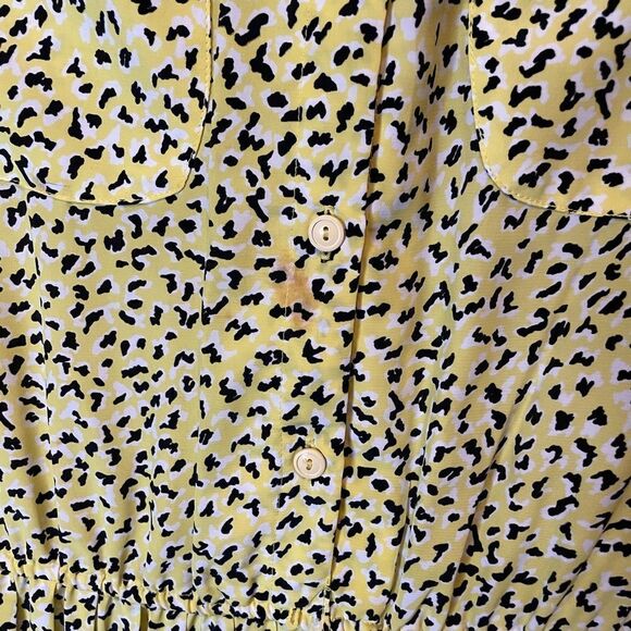 5 for $25🔥 Size 14 Vintage Yellow Cheetah Print Maxi Dress & Belt - Picture 7 of 10
